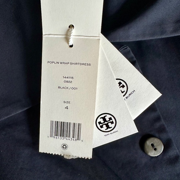 NWT Tory Burch Poplin Wrap Dress - Black - Size 4 - $798 - Picture 6 of 9